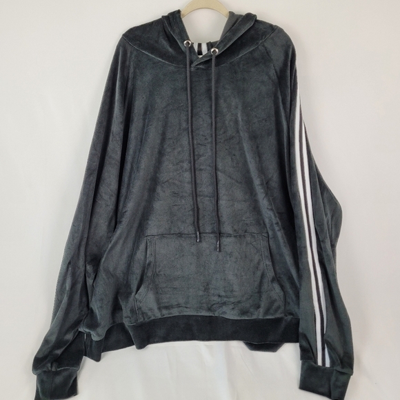 NWT Kingsize Mens Big & Tall MVP Velour Hoodie Onyx Black with White Stripes 6XL - Picture 1 of 12